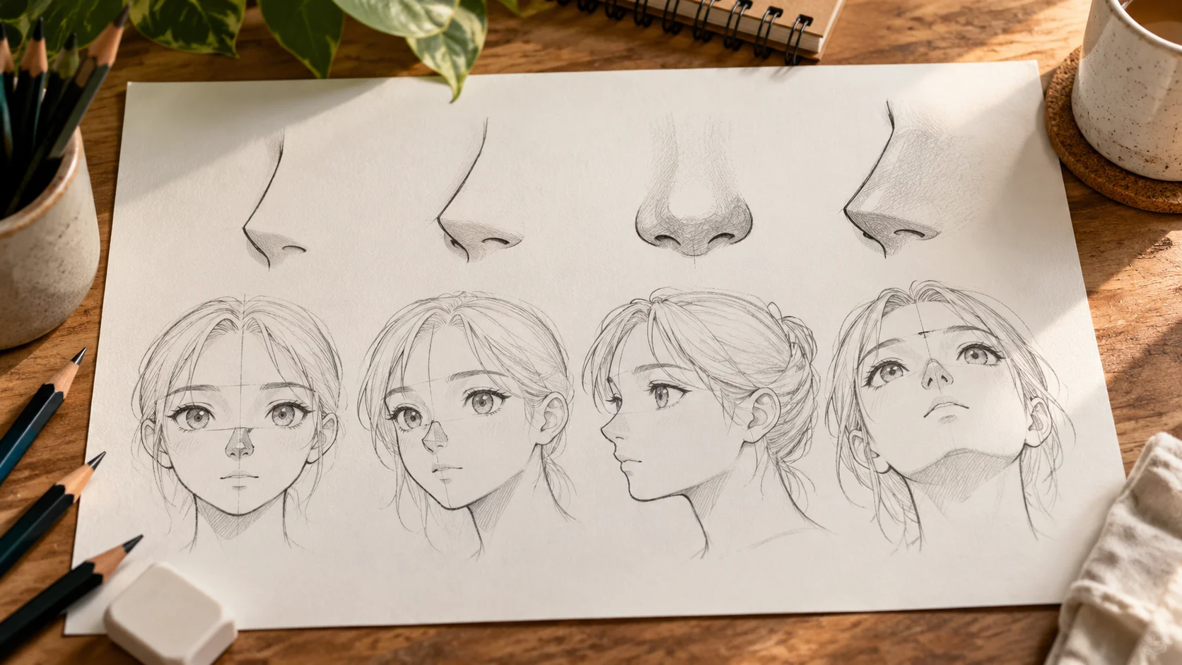 Dessiner un nez manga : 4 formes et où le placer