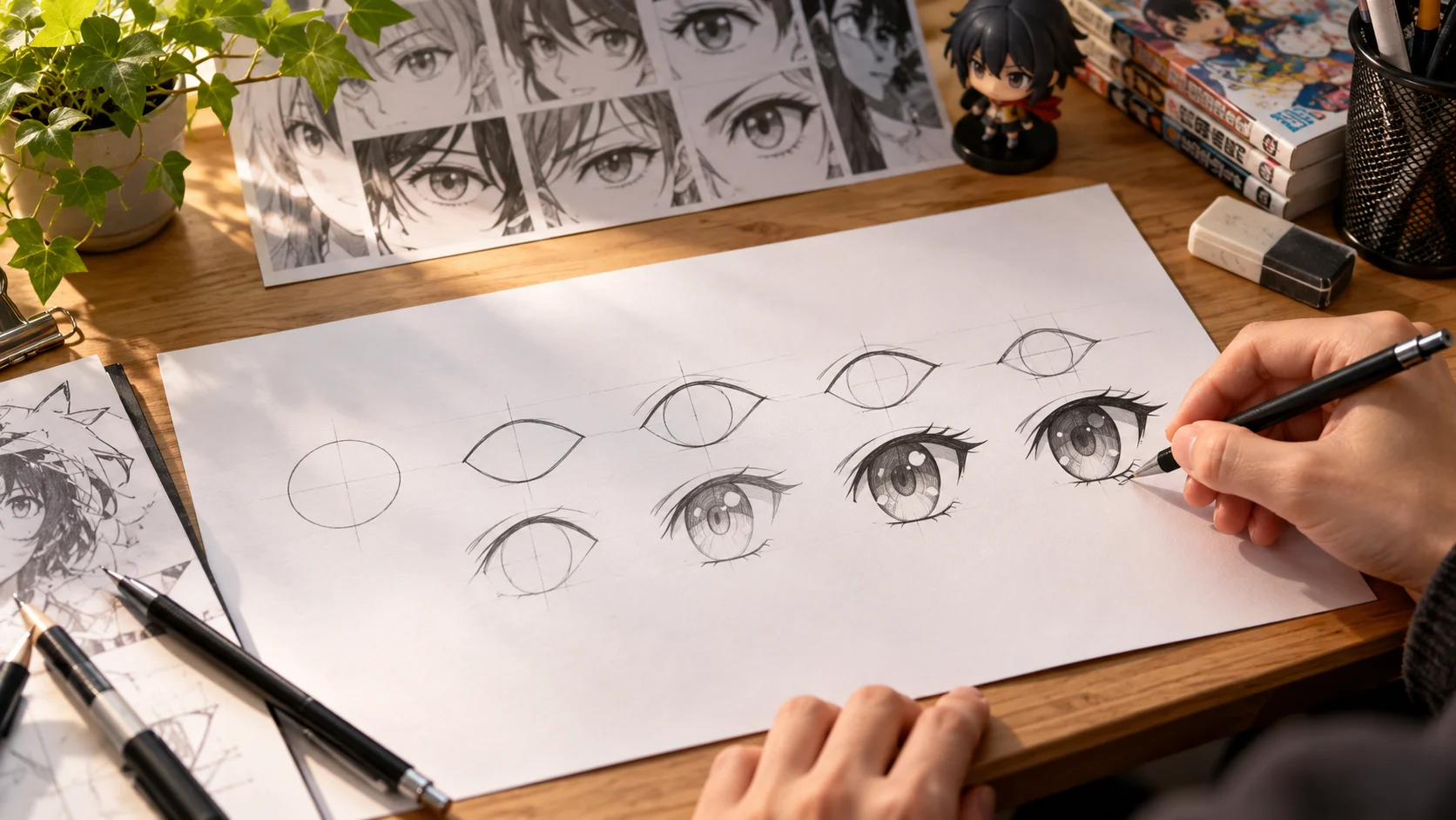Dessiner des yeux manga : la méthode en 5 formes simples