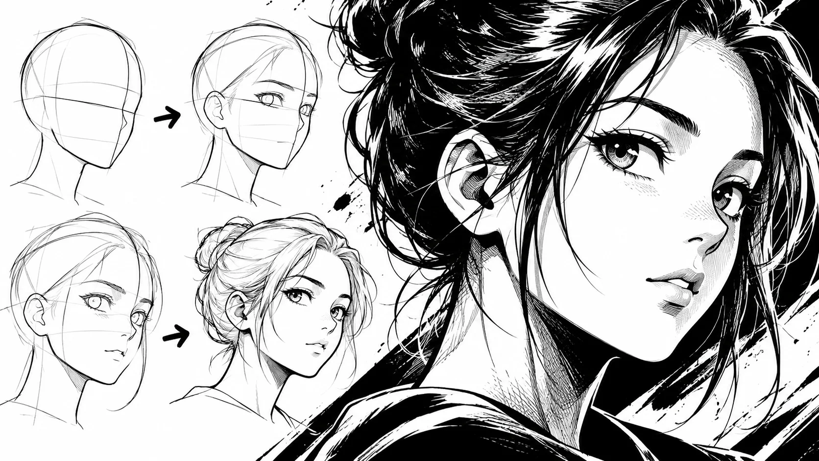 Visage manga de trois quarts : 5 étapes pour le dessiner